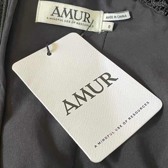 AMUR NWT Black Lace Valentina Hi Low Halter Neck Dress Size 0 - Picture 6 of 6